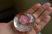 large rose touchstone paperweight with cremation ash